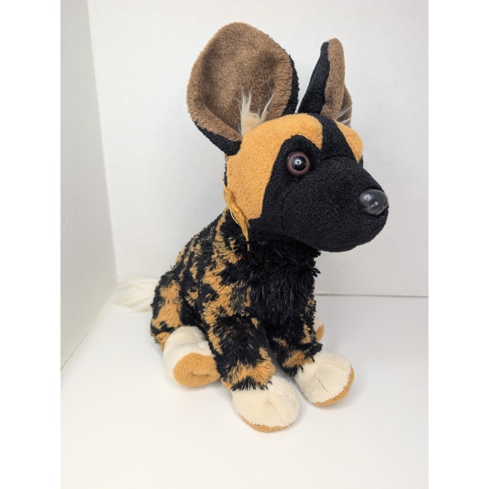 Wild Republic African Wild Dog Plush Stuffed Animal Brown Black Soft Big Ears